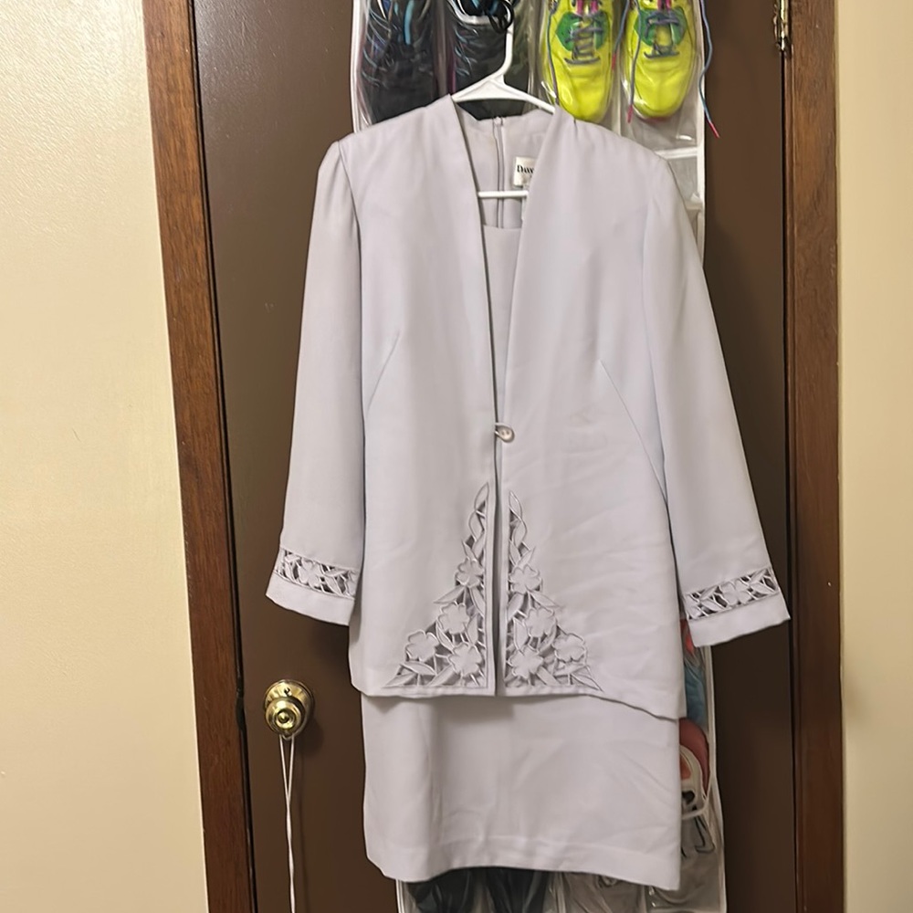 Danny and Nicole dress, size 6p, like a lavender grayish color, very pretty.